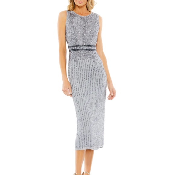 Mac Duggal Dresses Nwot Mac Duggal Gray Sequin Midi Dress Poshmark